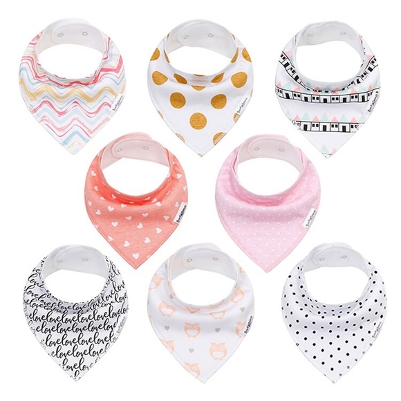 Baby Bandana Drool Bibs for Girls 8 pack - Picture 2 of 8